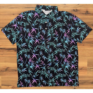 Sunday Swagger Tropical Bamboo Polo Men's XL Neon Island Resort Golf Miami Vice